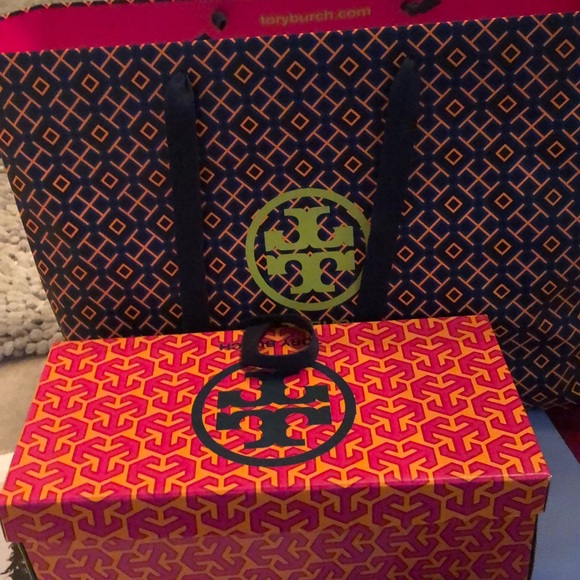 Other | Tory Burch Shoebox And Large Shopping Bag | Poshmark